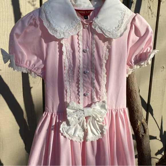 Pink Lolita Ruffled Lace-up Dress from Bodyline Tokyo Japan Harajuku Kawaii - Picture 2 of 10